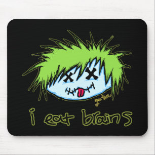 "i eat brains" Dude Zombie (on dark background) Mouse Pad