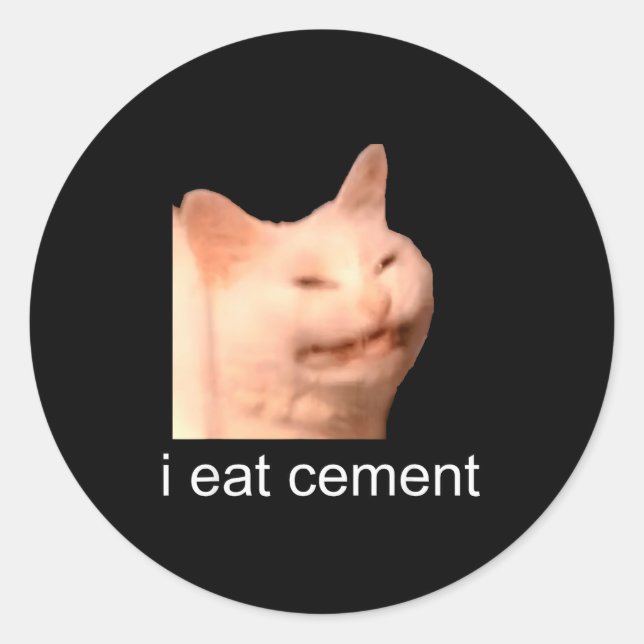 I Eat Cement Cursed Cat Funny Oddly Specific Meme  Classic Round Sticker (Front)