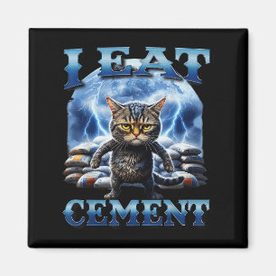 I Eat Cement Cursed Cat Funny Oddly Specific Meme  Magnet