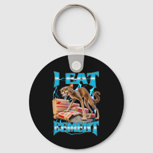 I Eat Cement Funny Unhinged cat Meme Kitty Bootleg Keychain