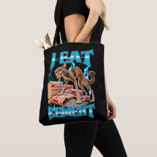 I Eat Cement Funny Unhinged cat Meme Kitty Bootleg Tote Bag