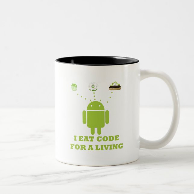 I Eat Code For A Living (Developer) Two-Tone Coffee Mug (Right)