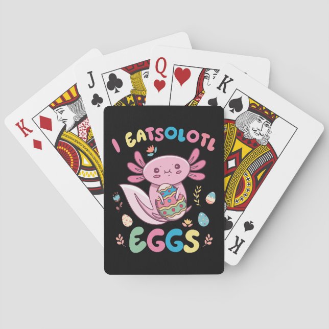 I Eatsolotl Eggs Rabbit Axolotl Bunny Easter Playing Cards (Back)