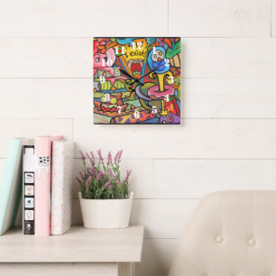 I Exist By Squid Fear City Square Wall Clock