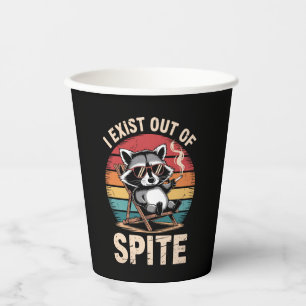 I Exist Out Of Spite Funny Raccoon Vintage Paper Cups