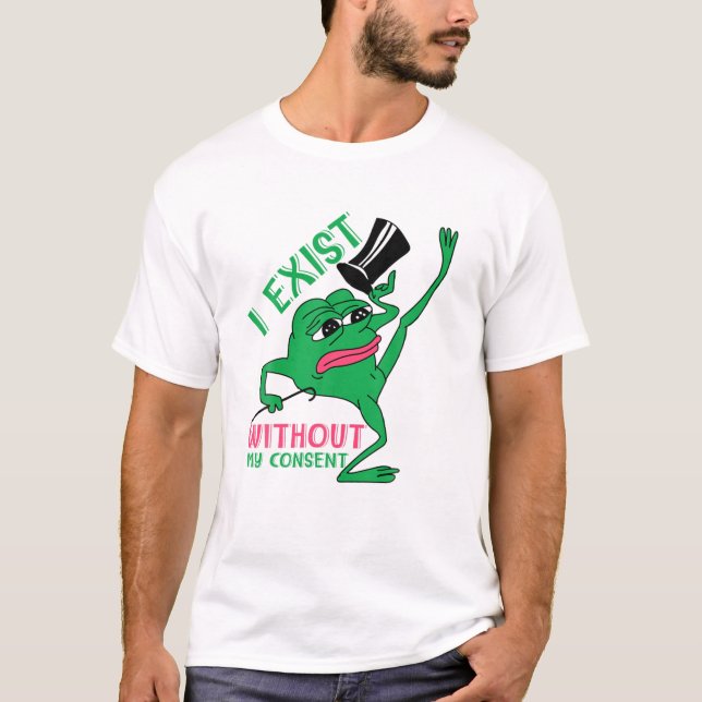 I Exist Without My Consent Funny Frog Kids T-Shirt (Front)