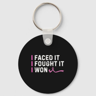 I Faced It I Fought It I Won Vintage Breast Cancer Keychain