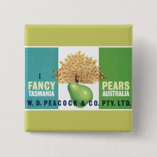 I Fancy Pears 2 Inch Square Button (Front)