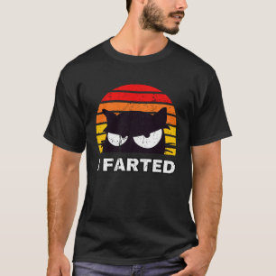 I FARTED Sneaky Cat Retro Sunset Distressed Kitte T-Shirt