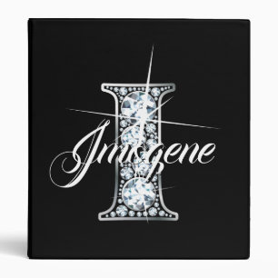 I Faux Diamond Bling Monogram Binder