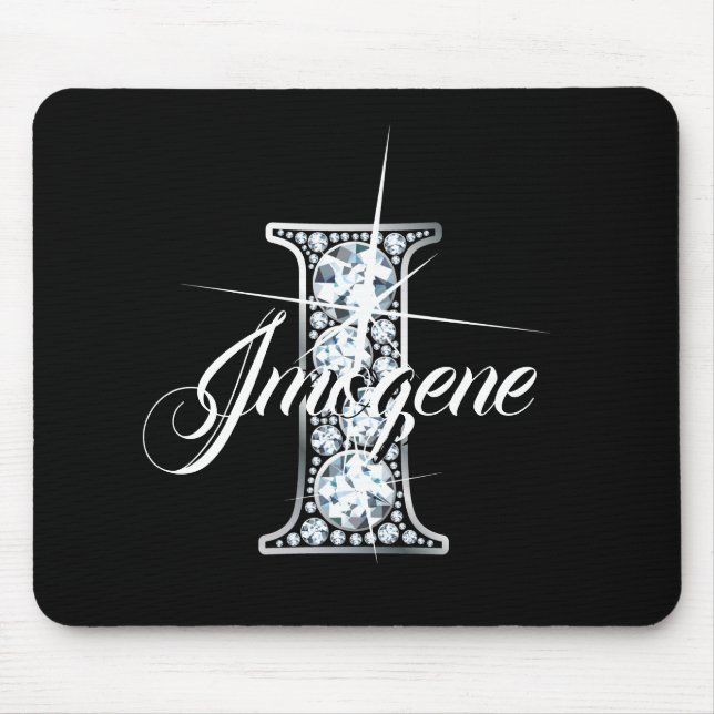 I Faux Diamond Bling Monogram Mouse Pad (Front)