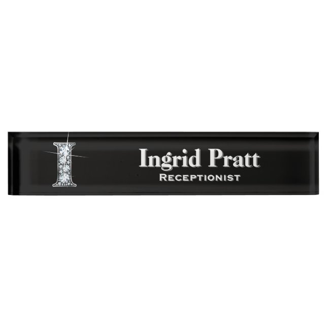 I Faux Diamond Desk Nameplate (Front)