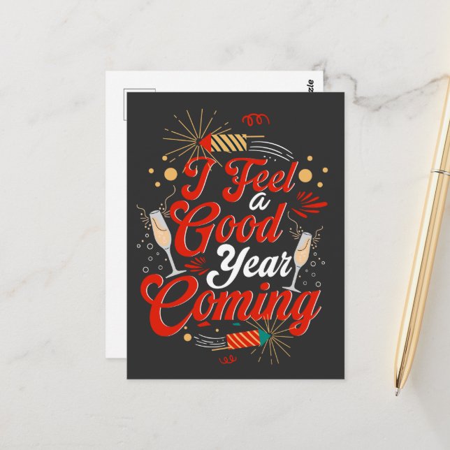 I Feel a Good Year Coming Postcard (Front/Back In Situ)