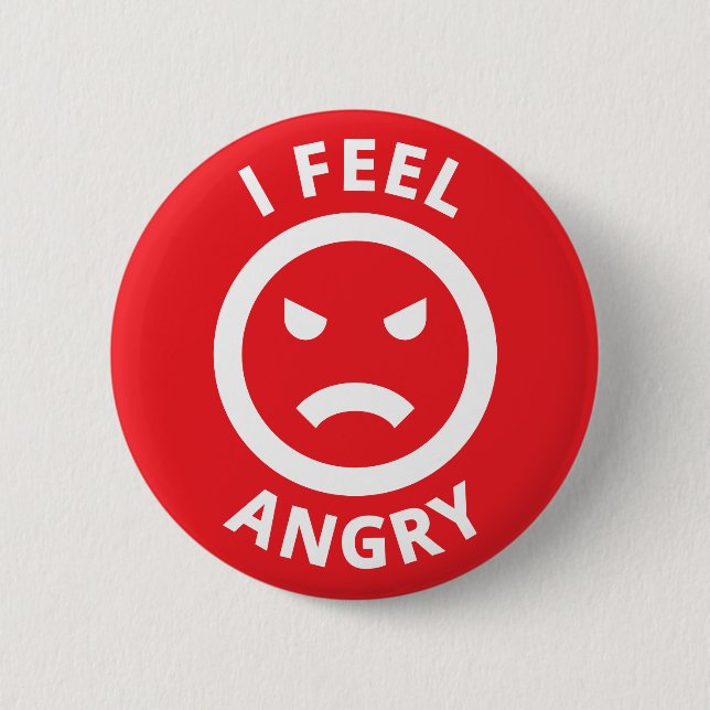 I Feel Angry Red Emoji Face Emotion 2 Inch Round Button (Front)