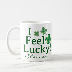 I Feel Lucky St. Patrick's Day Green Shamrock Trio Coffee Mug