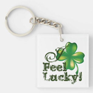 I Feel Lucky, St. Patrick's Day, Square Keychain