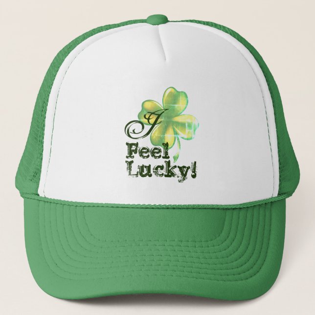 I Feel Lucky, St. Patrick's Day trucker hat, cap (Front)