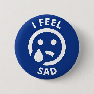 I Feel Sad Blue Crying Emoji Face Emotion 2 Inch Round Button