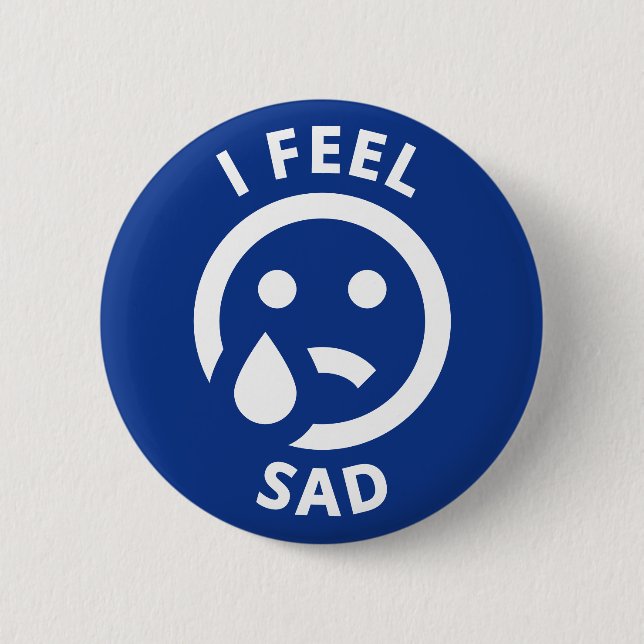 I Feel Sad Blue Crying Emoji Face Emotion 2 Inch Round Button (Front)