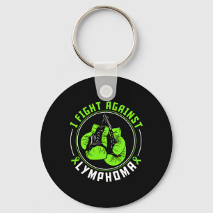 I Fight Lymphoma Awareness Support Boxing Gloves Keychain