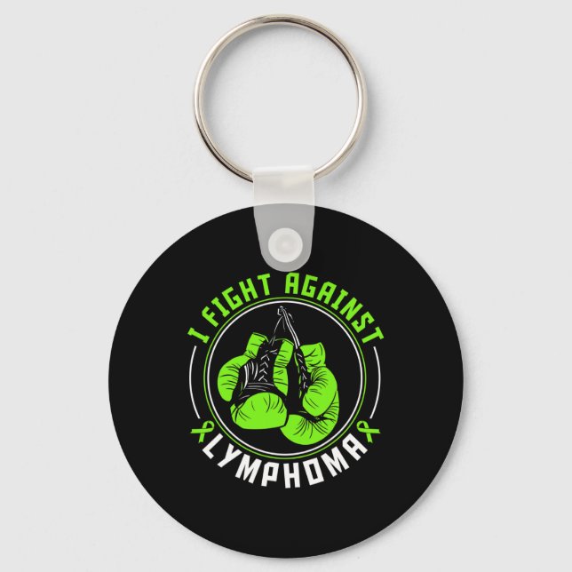 I Fight Lymphoma Awareness Support Boxing Gloves  Keychain (Front)