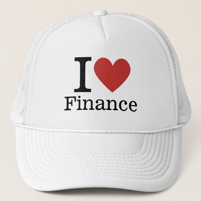 I ❤️ Finance for Employees CUSTOM Trucker Hat (Front)