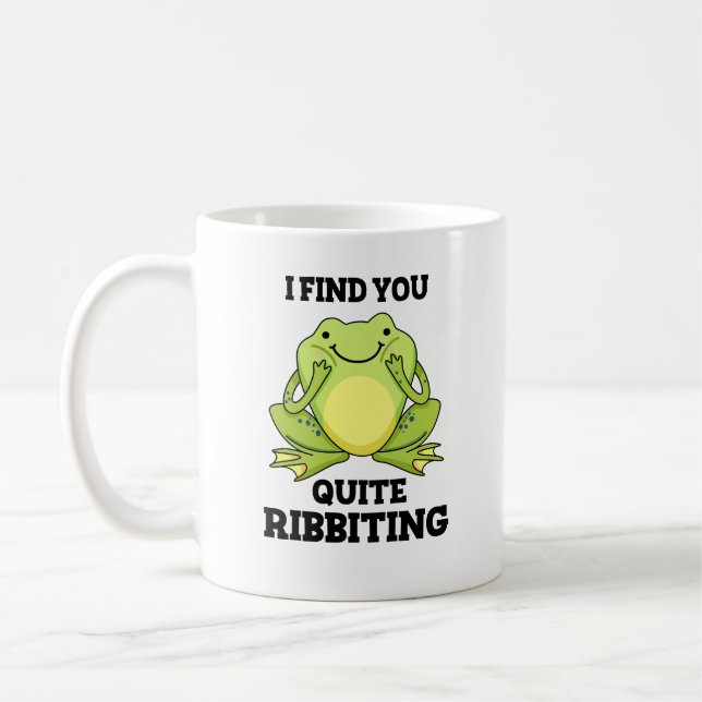 I Find You Quite Ribbiting Funny Frog Pun  Coffee Mug (Left)