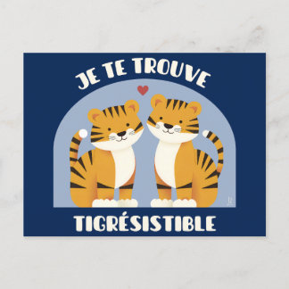 I find you tigresistible - romantic map postcard