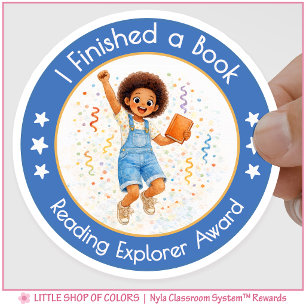I Finished a Book Teacher Encouragement Award Classic Round Sticker