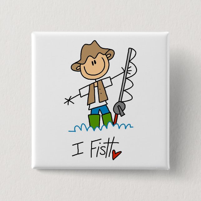 I Fish 2 Inch Square Button (Front)