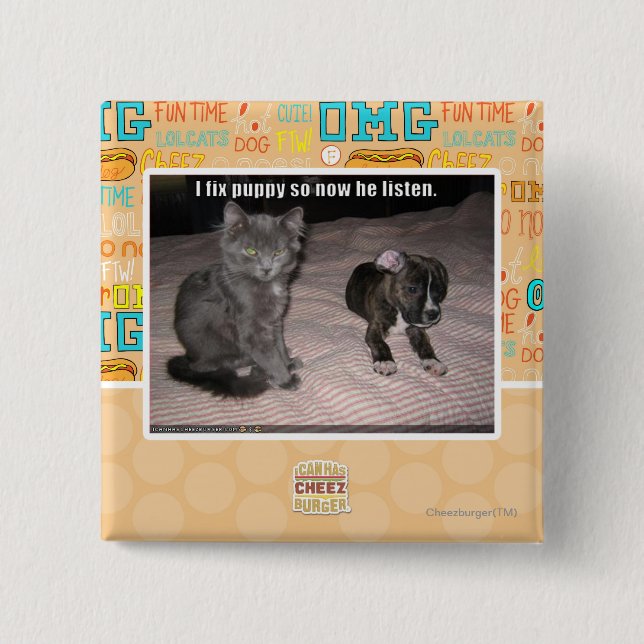 I fix puppy 2 inch square button (Front)