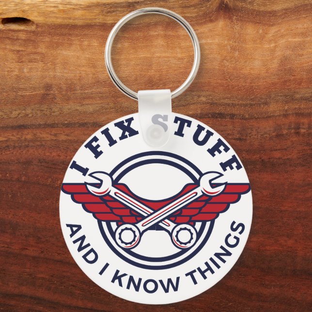 I Fix Stuff Funny Mechanic Design Keychain (Back)