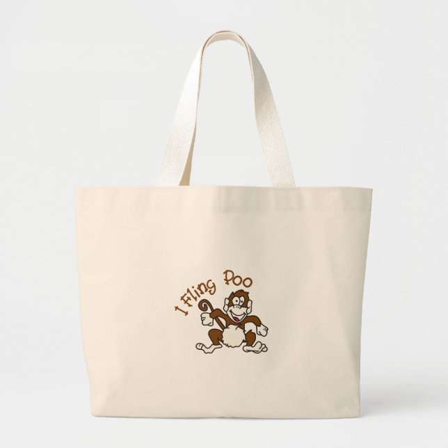 I Fling Poo Large Tote Bag (Front)