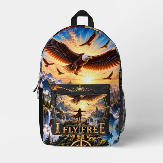 I Fly Free Epic Fantasy Eagle Backpack (Front)