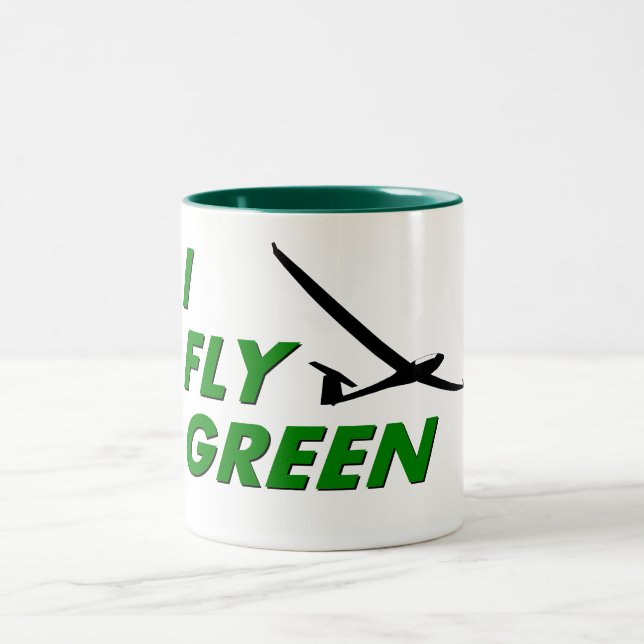 I Fly GREEN Two-Tone Coffee Mug (Center)