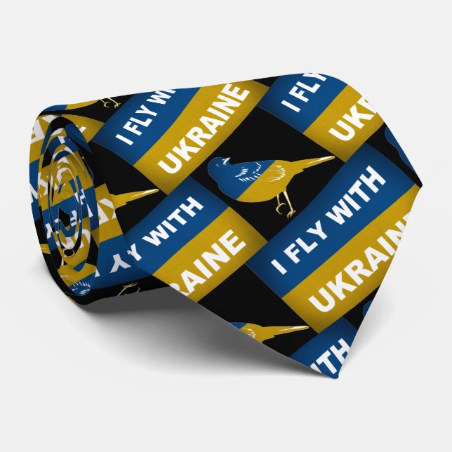 I Fly With Ukraine, National Nightingale Bird Tie (Rolled)