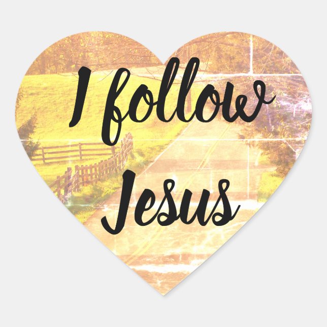 I Follow Jesus Christian Heart Stickers (Front)