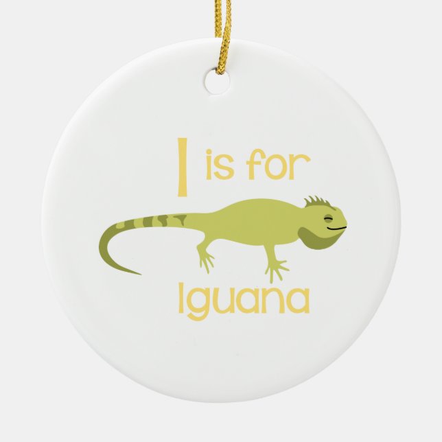 I for Iguana Ceramic Ornament (Front)