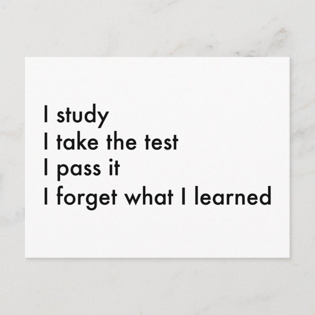 I Forget What I Learned Postcard (Front)