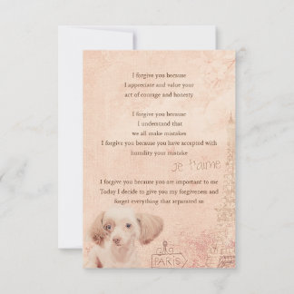 i forgive you flower vintage dog invitation
