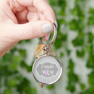 I Fought and Won   Breast Cancer Survivor Keychain