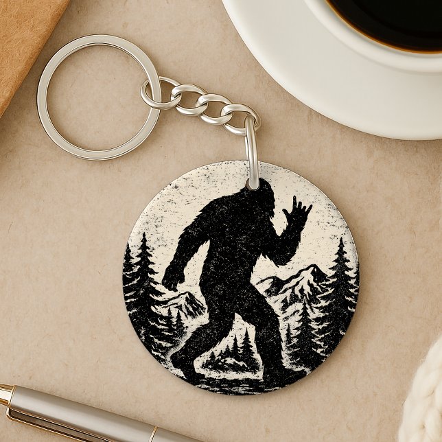 I Found Jesus Still Looking for Bigfoot Sasquatch Keychain (Front and Back with the same images)