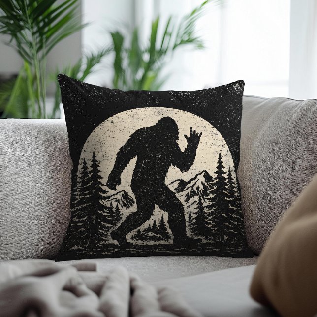 I Found Jesus Still Looking for Bigfoot Sasquatch Throw Pillow (Front & back with the same image.)