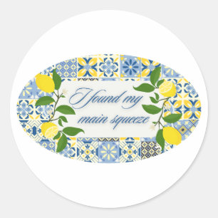I Found My Main Squeeze   Lemon Coastal Wedding  Classic Round Sticker