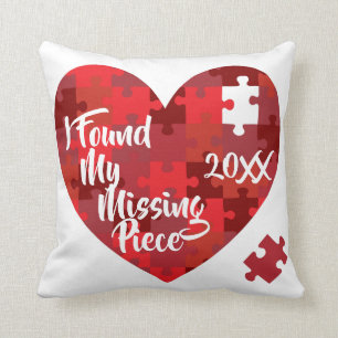 I Found My Missing Piece - Puzzle Heart Throw Pillow