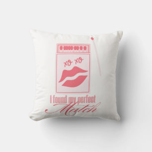 I Found My Perfect Match Design Pink Girly Match Throw Pillow