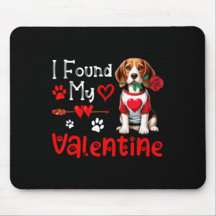 I Found My Valentine Beagle With Flower Cute Heart Mouse Pad
