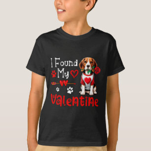 I Found My Valentine Beagle With Flower Cute Heart T-Shirt
