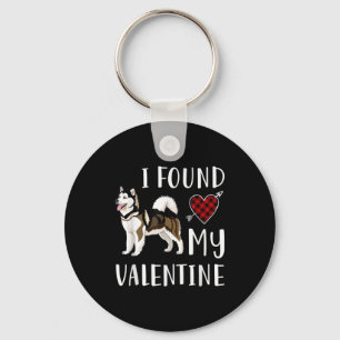 I Found My Valentine Day Husky Lover Gift Keychain