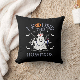 I Found This Humerus Funny Ghost Nursing Halloween Throw Pillow